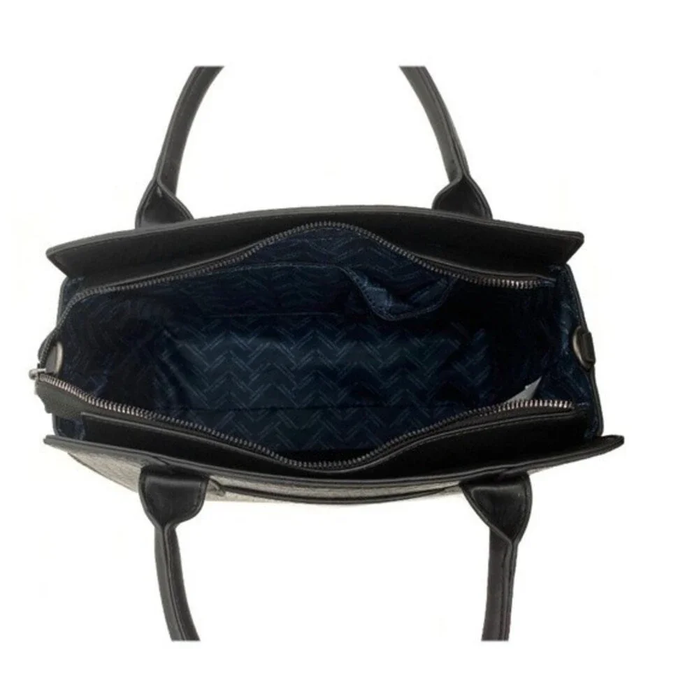 French Connection Jessamy Croco Satchel Black NWT